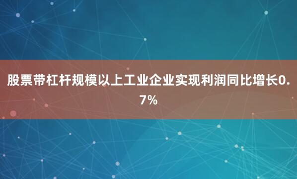 股票带杠杆规模以上工业企业实现利润同比增长0.7%